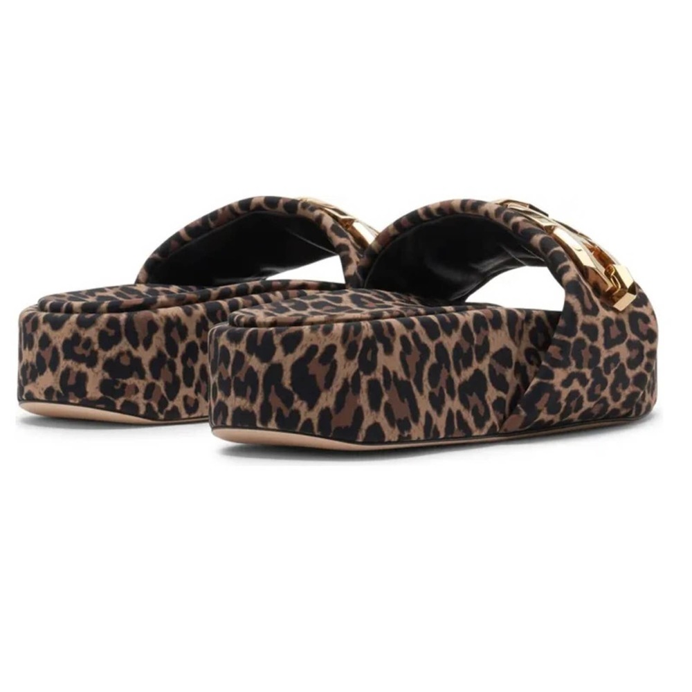 Good American Chain Platform Slide Sandal, Pale Leopard, NIB - Picture 5 of 7